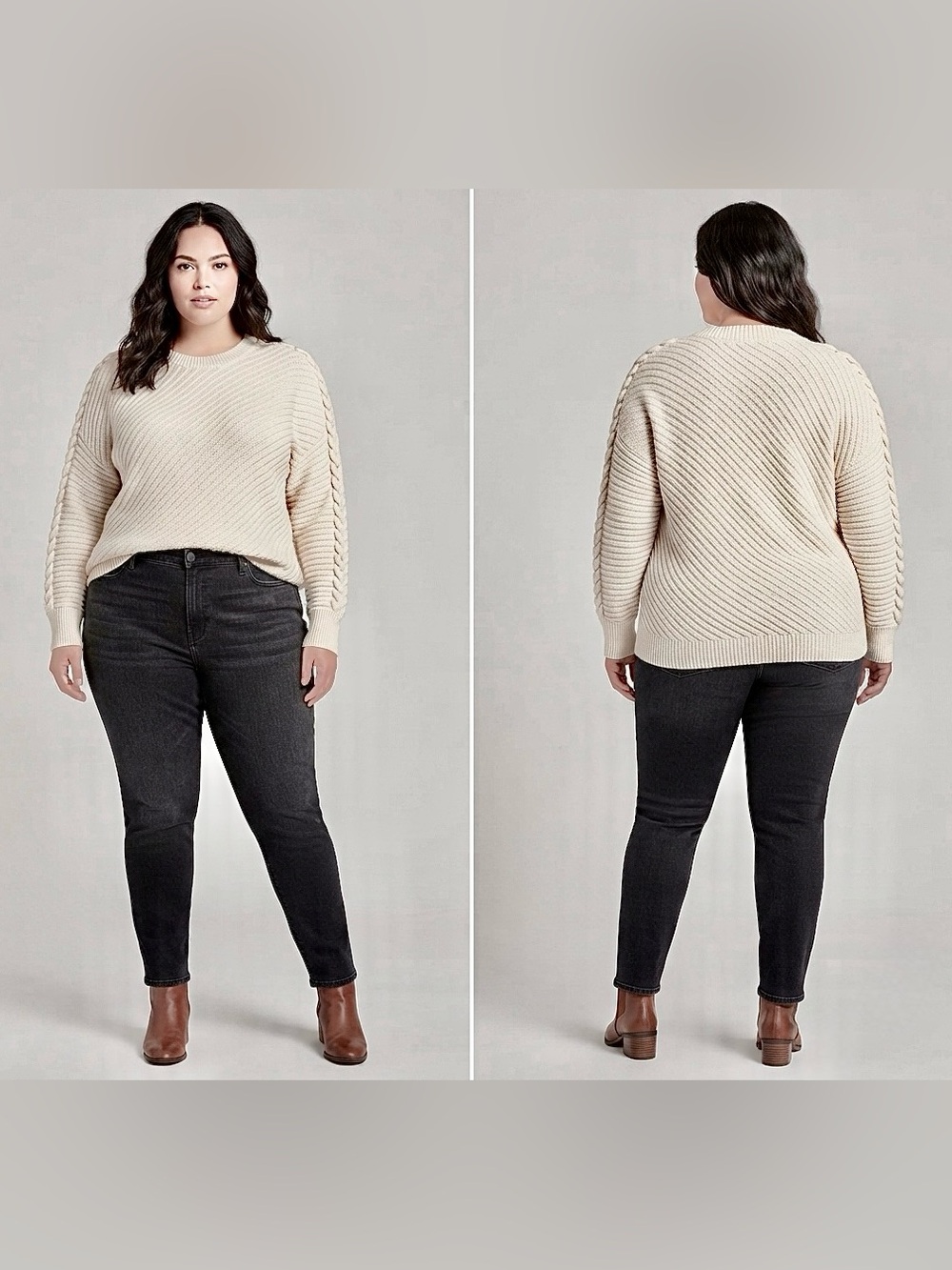 Simply Vera Vera Wang Cream Textured Crewneck Sweater